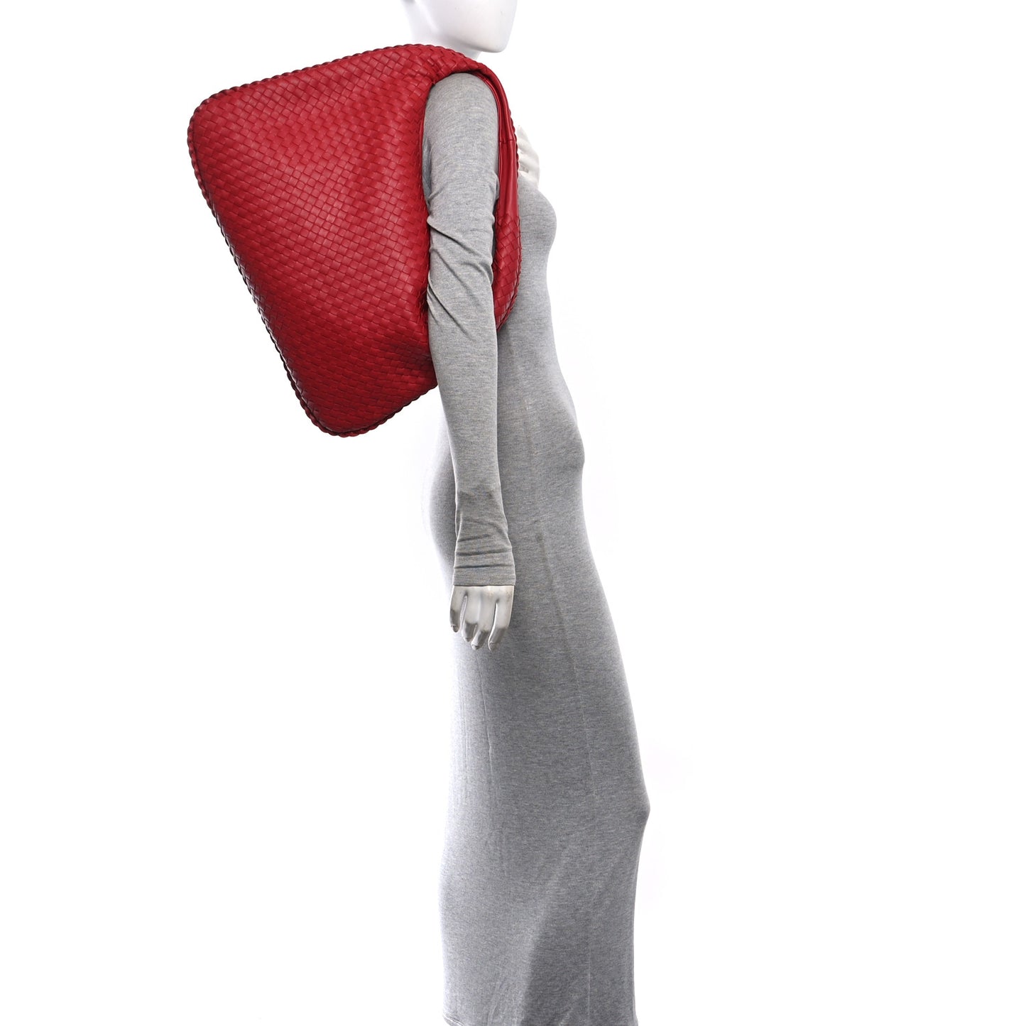 Nappa Intrecciato Large Veneta Hobo Fraise