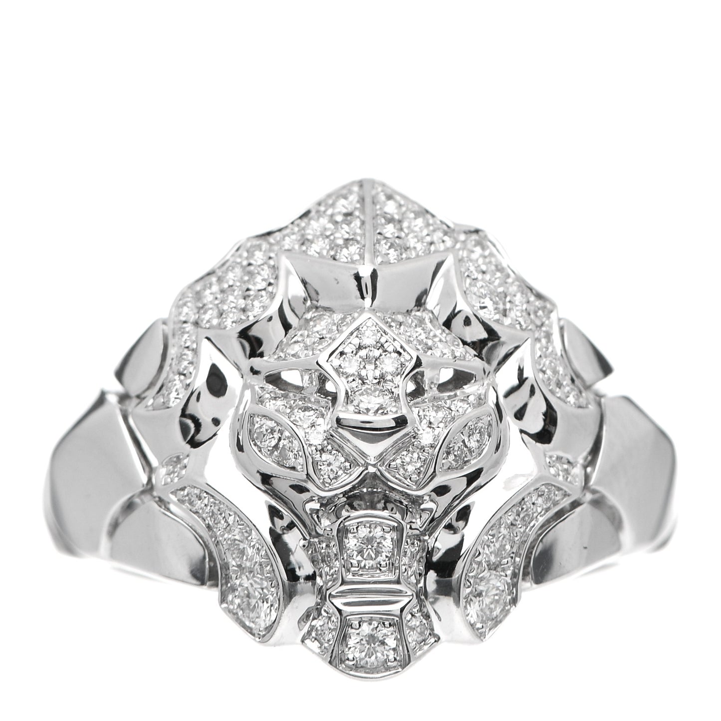 18K White Gold Diamond Sous Le Signe Du Lion Ring 54 7