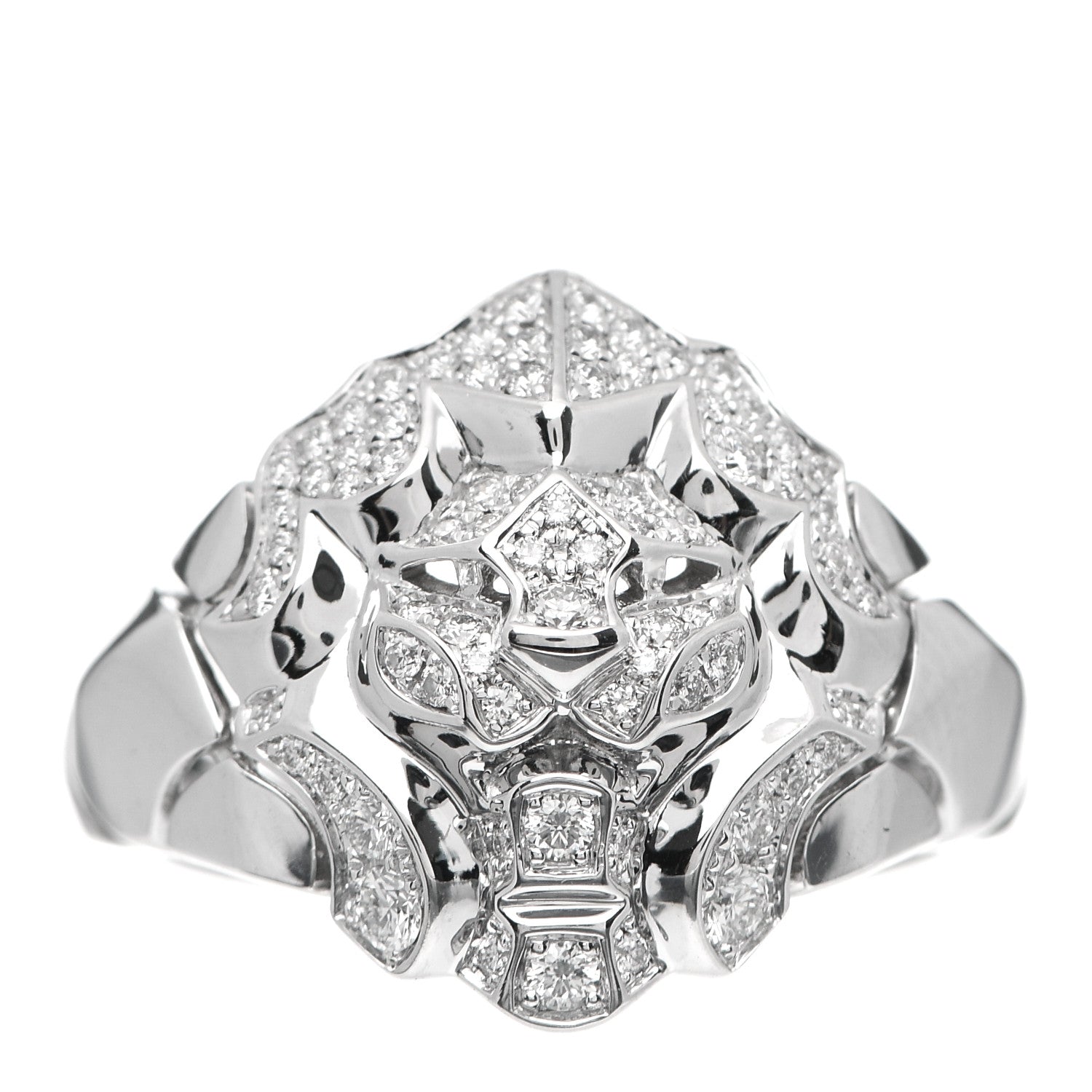 Chanel 18K White Gold Diamond Sous Le Signe Du Lion Ring 54 7 2 of 16