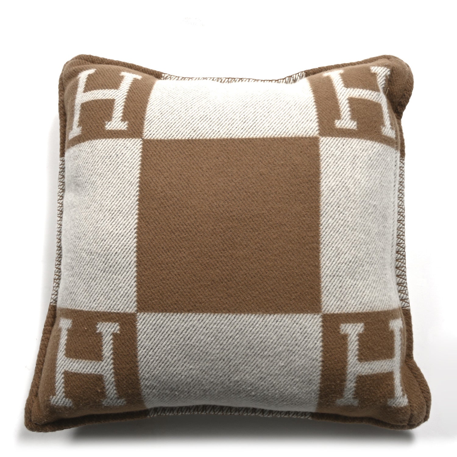 Hermes Wool Cashmere Avalon Pillow PM Ecru Camel 1 of 3