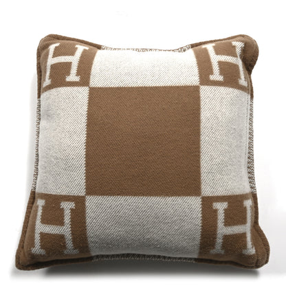 Hermes Wool Cashmere Avalon Pillow PM Ecru Camel 1 of 3