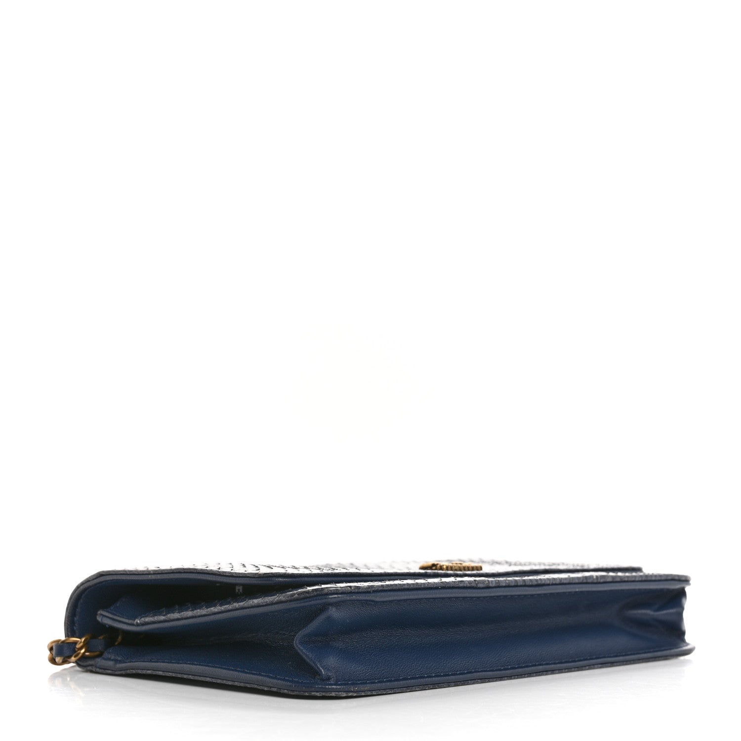 Chanel Snakeskin Wallet On Chain WOC Blue 4 of 18