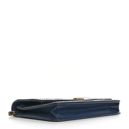 Chanel Snakeskin Wallet On Chain WOC Blue 4 of 18