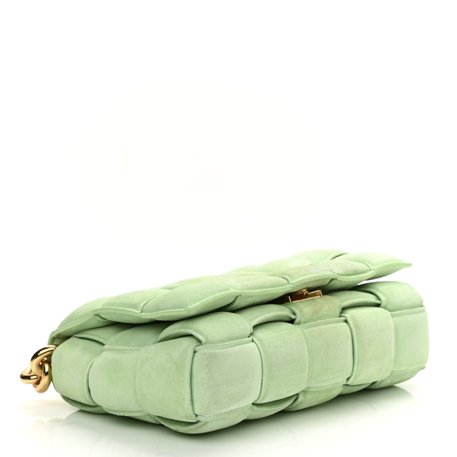 Bottega Veneta Suede Maxi Intrecciato Padded Chain Cassette Crossbody Bag Wasabi 4 of 12
