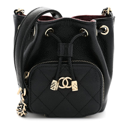 Chanel Caviar Quilted Mini CC Pocket Bucket Bag Black 1 of 11