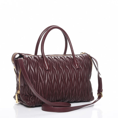 Miu Miu Nappa Matelasse Large Trapeze Zip Tote Granato 4 of 9