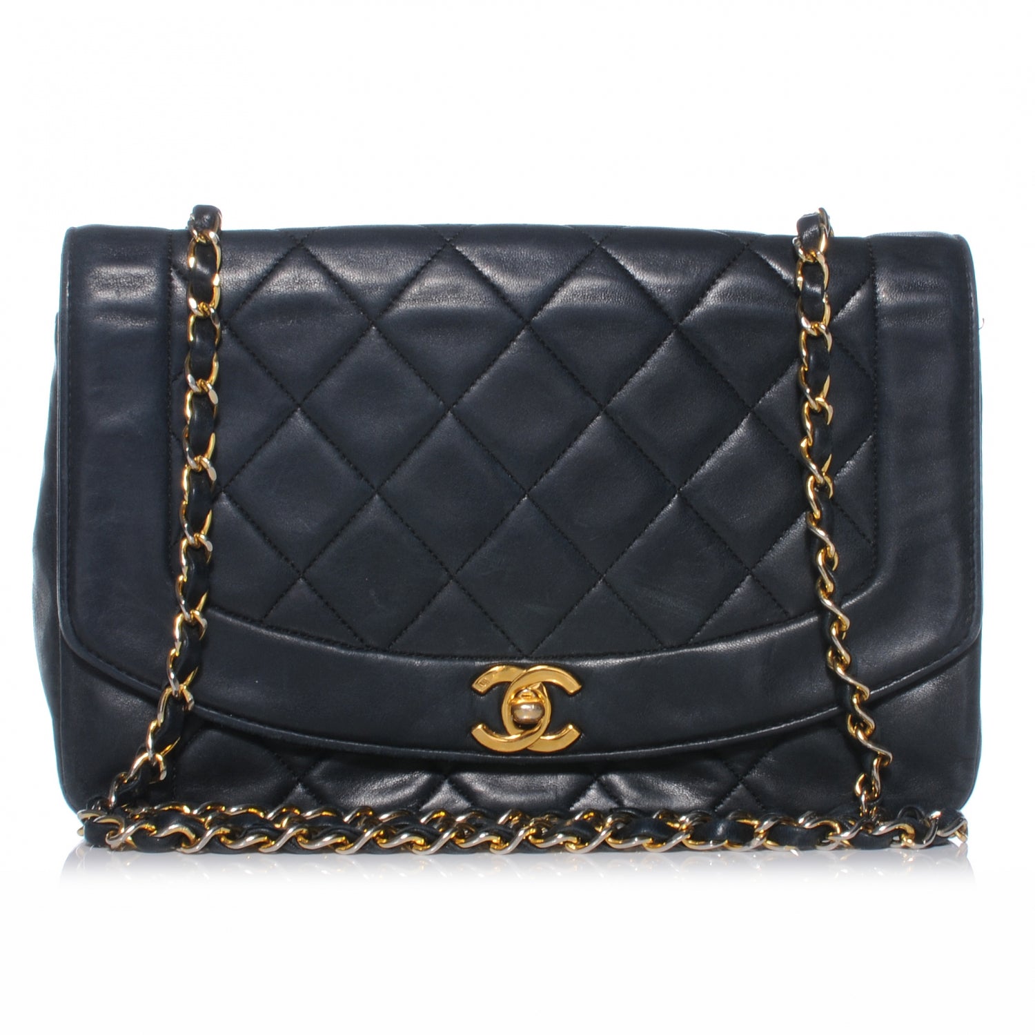 Chanel Lambskin Single Flap Navy 1 of 8