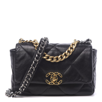 Chanel Goatskin Quilted Medium 19 Flap Black 1 of 14