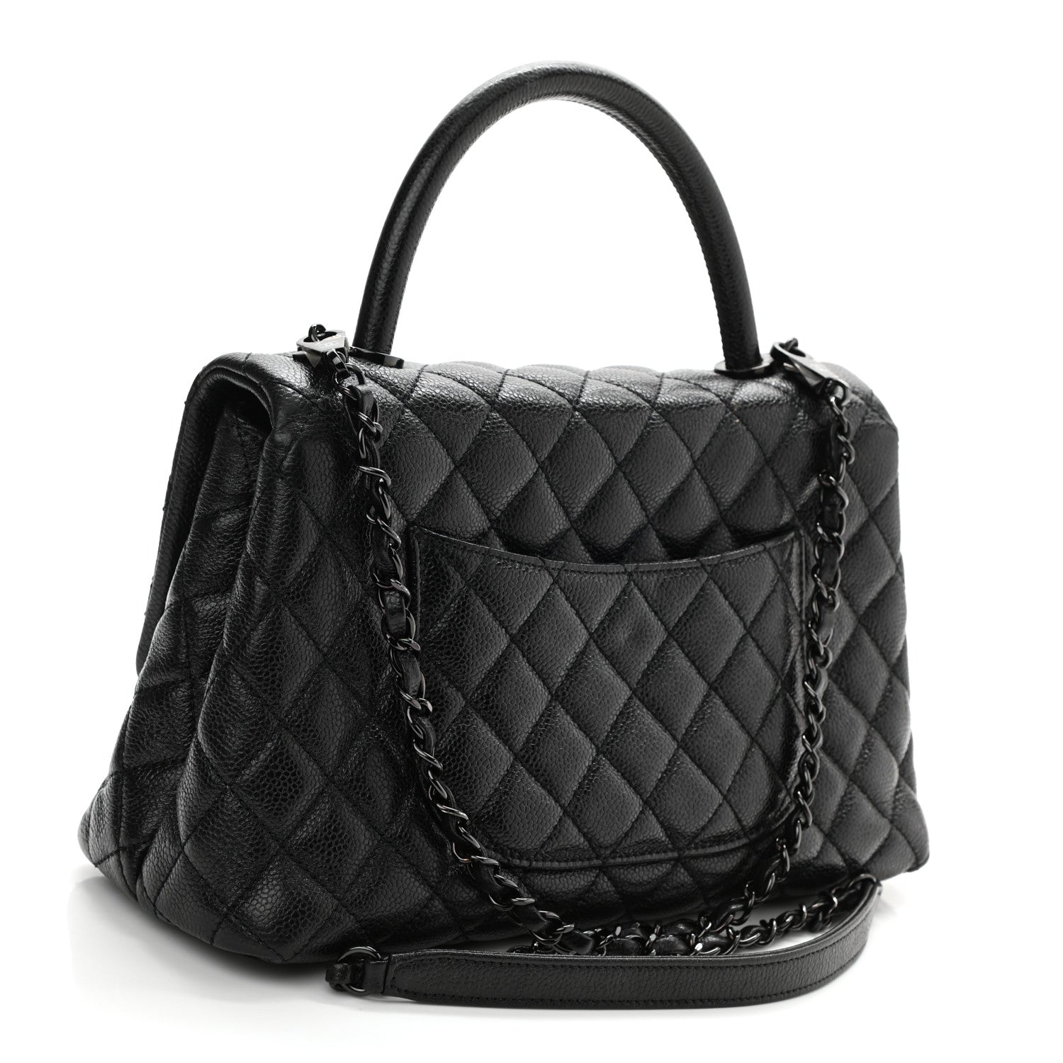 Chanel Caviar Quilted Small Coco Handle Flap So Black 3 of 11