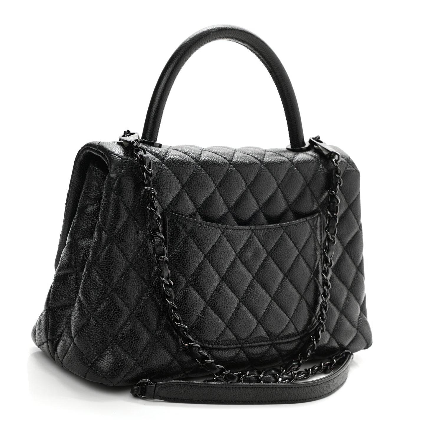 Caviar Quilted Small Coco Handle Flap So Black