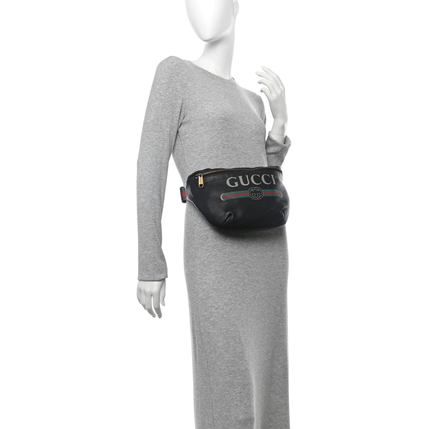 Grained Calfskin Logo Belt Bag Black