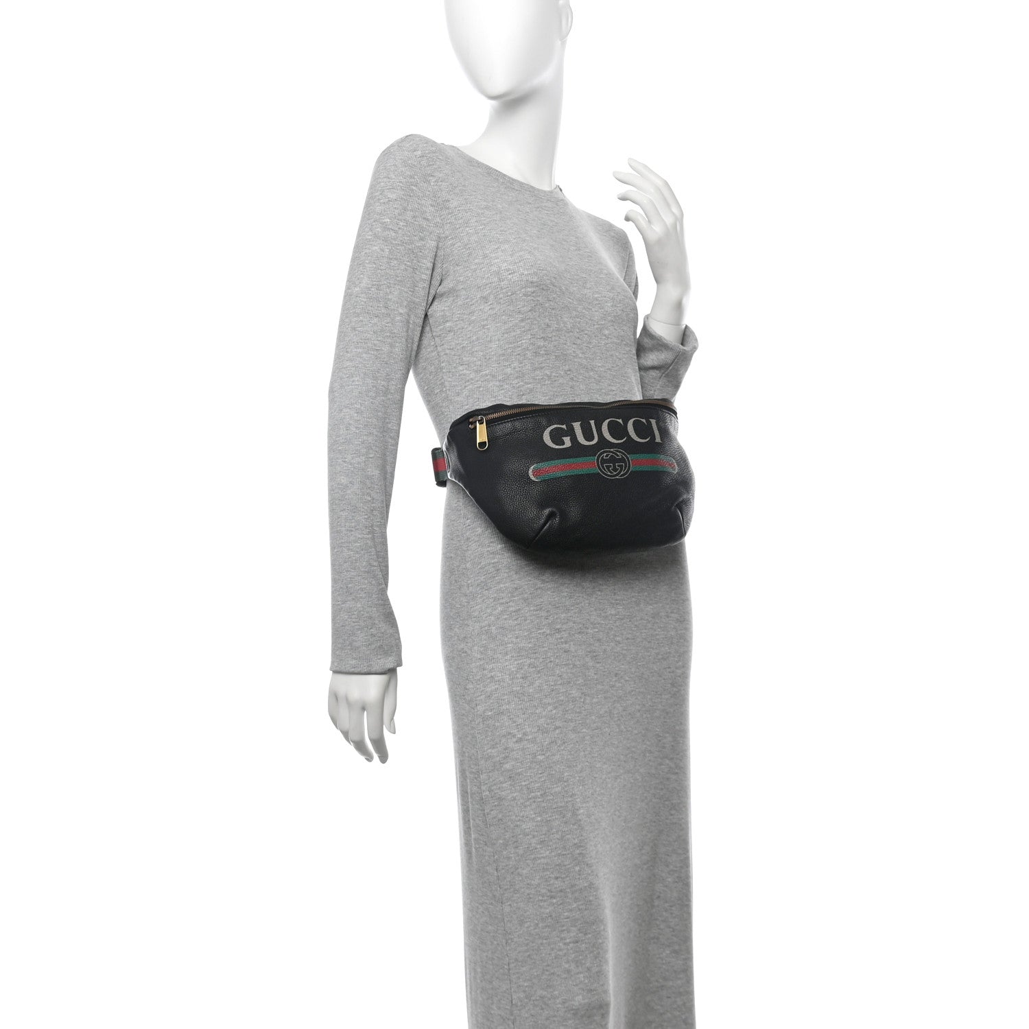 Gucci Grained Calfskin Logo Belt Bag Black 2 of 11