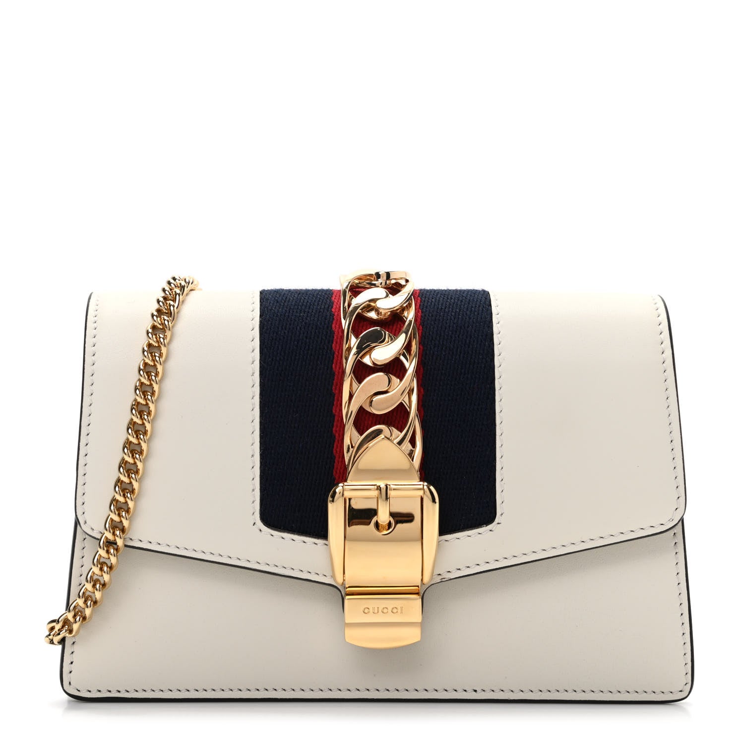 Gucci Calfskin Super Mini Sylvie Chain Shoulder Bag White 1 of 10