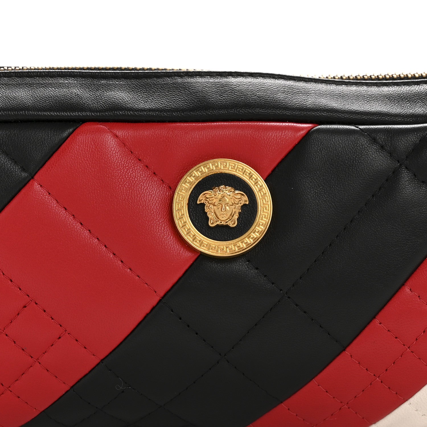 Versace Nappa Barocco Quilted Vanitas Medea Belt Bag Black Red White 8 of 14