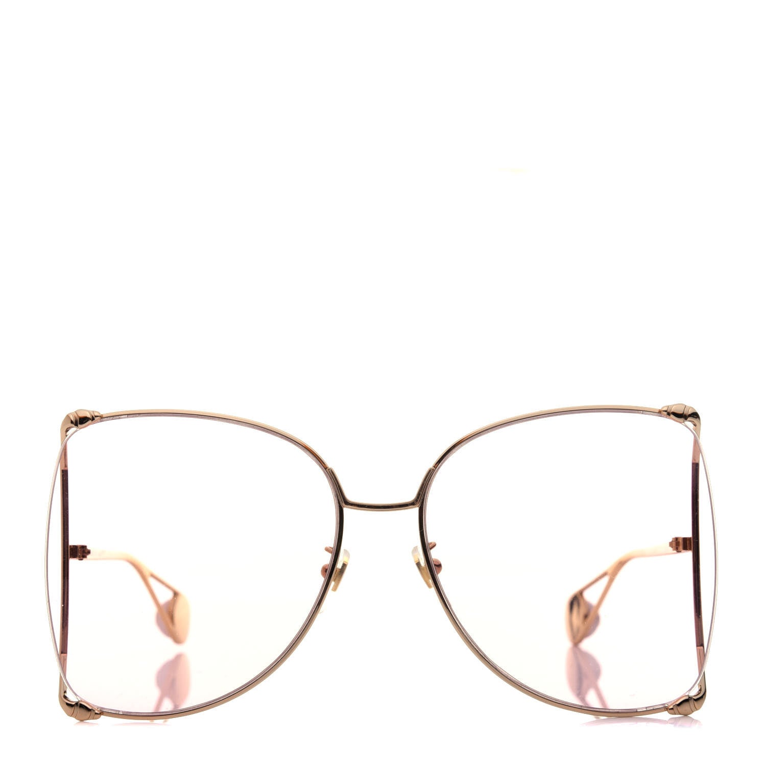 Gucci Metal Oversized Round Sunglasses GG0252S Gold 2 of 7
