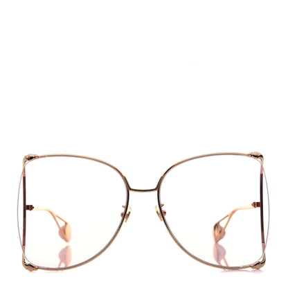 Gucci Metal Oversized Round Sunglasses GG0252S Gold 2 of 7