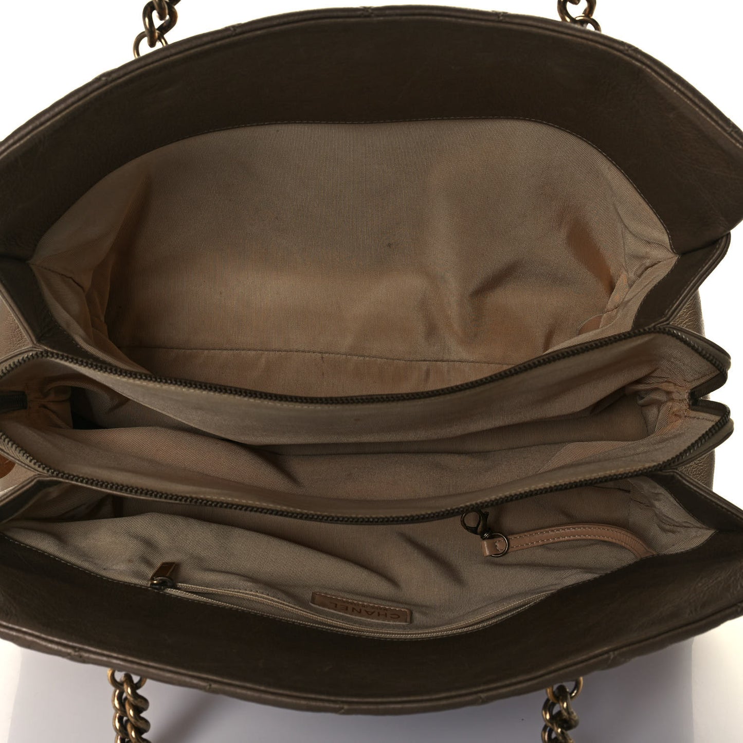 Metallic Calfskin Quilted Large CC Crown Tote Gold