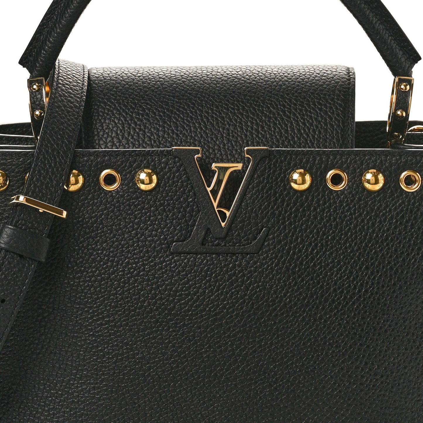 Taurillon Studded Capucines PM Black