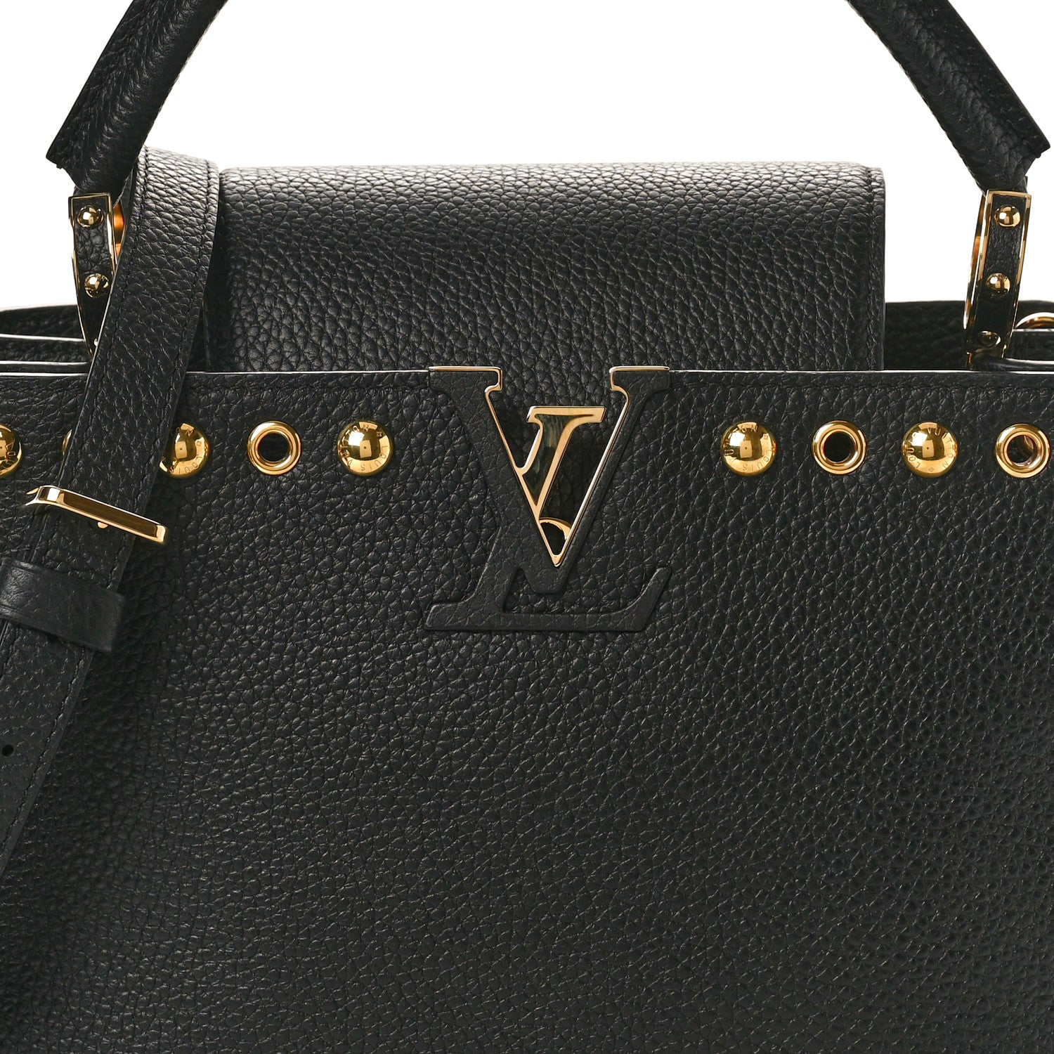 Louis Vuitton Taurillon Studded Capucines PM Black 9 of 9