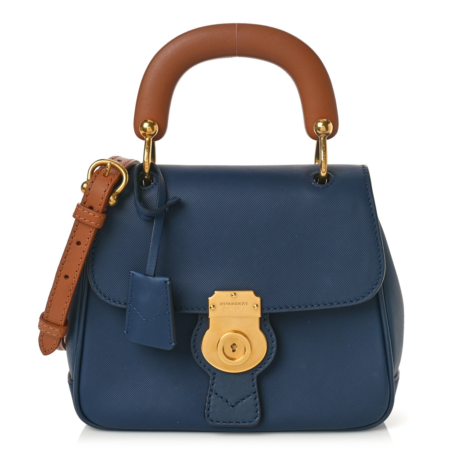 Burberry Trench Calfskin Small DK88 Top Handle Bag Ink Blue 1 of 8