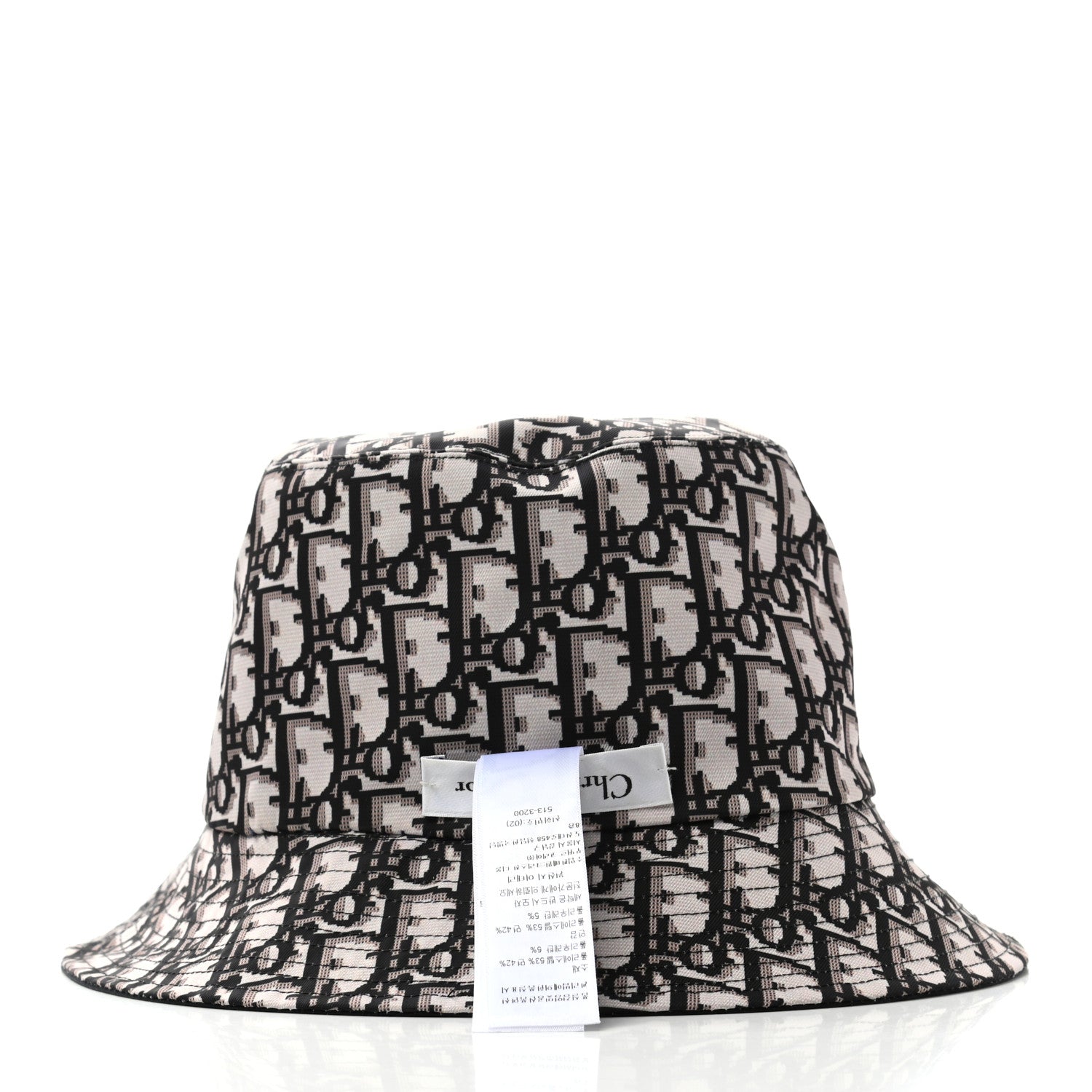 Christian Dior Polyester Cotton Oblique Teddy-D Brim Bucket Hat 57 Black 20 of 23