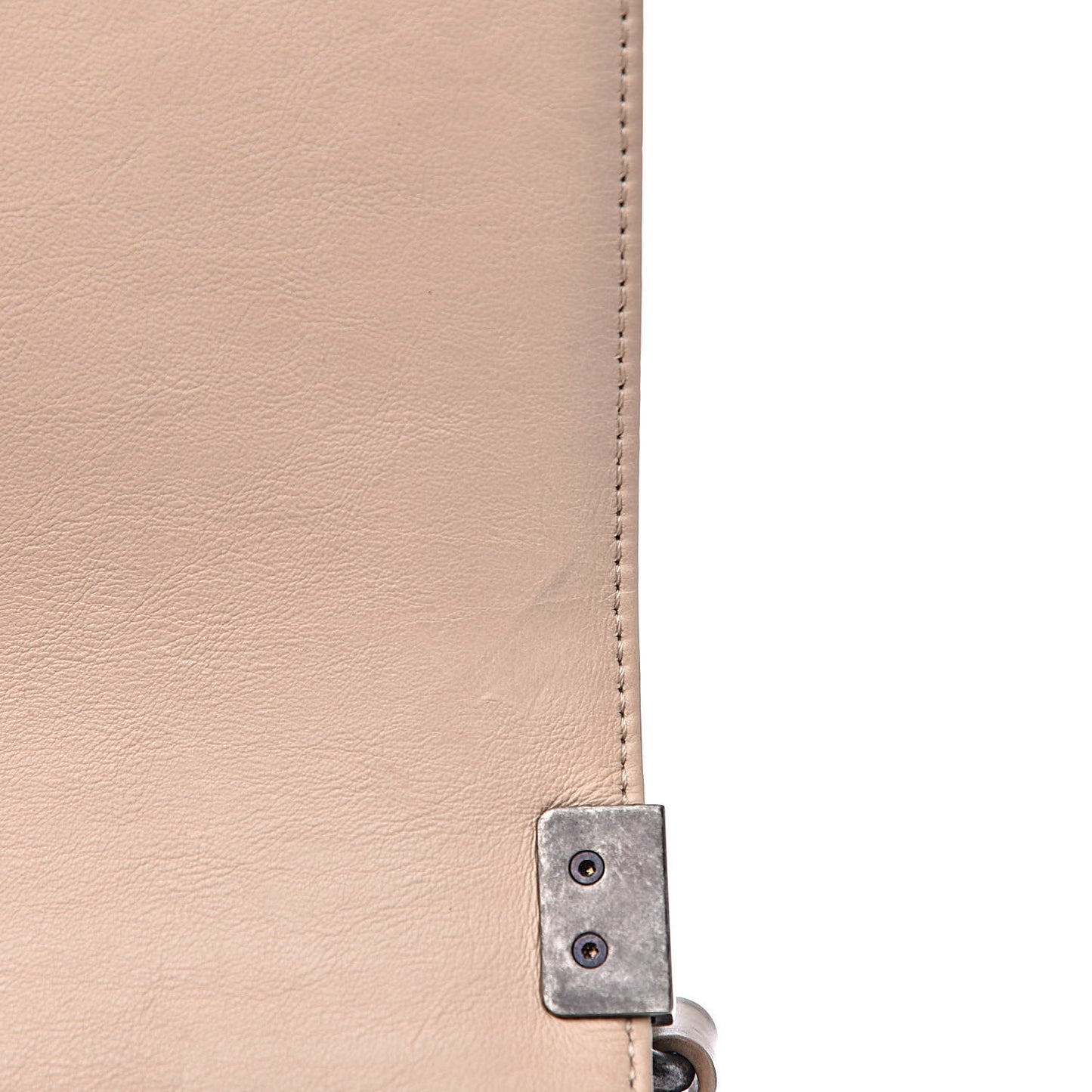 Calfskin Quilted Double Stitch New Medium Boy Flap Beige