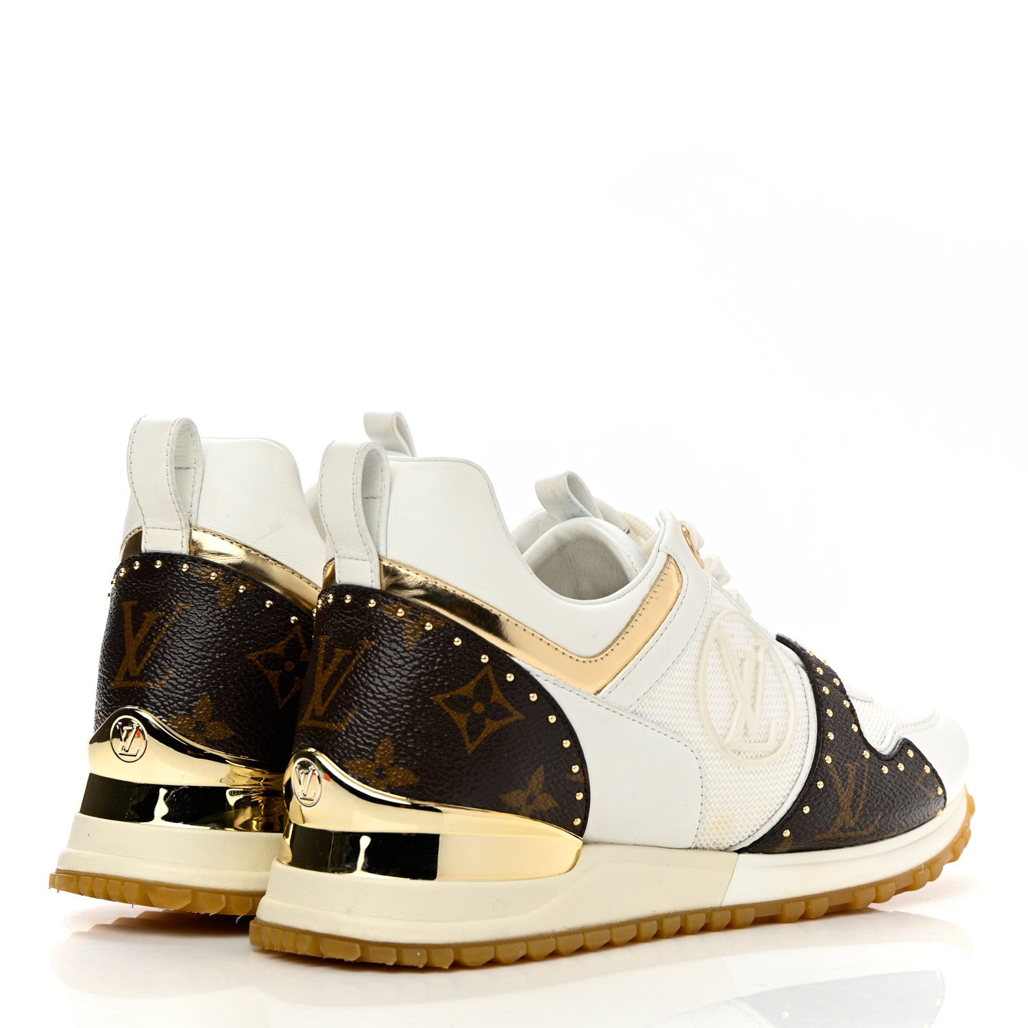 Louis Vuitton Calfskin Monogram Embellished Run Away Sneakers 36 White 4 of 14