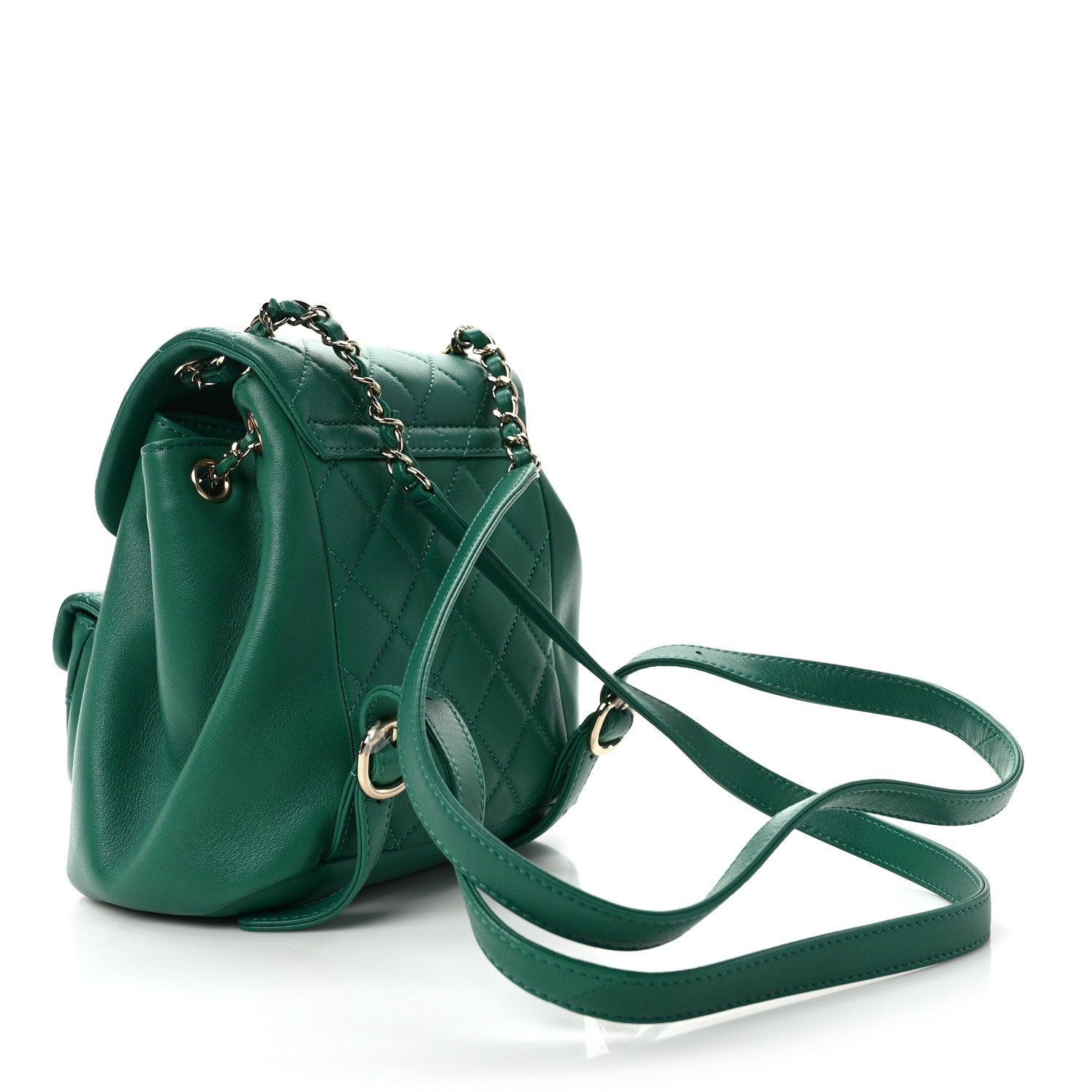 Chanel Lambskin Quilted Small Duma Drawstring Backpack Green 3 of 9