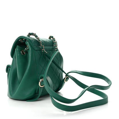 Chanel Lambskin Quilted Small Duma Drawstring Backpack Green 3 of 9