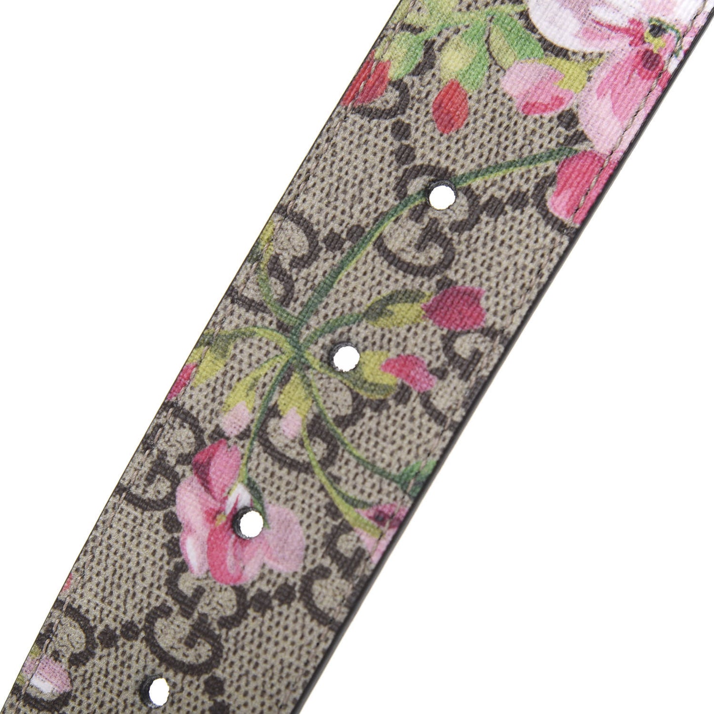 GG Supreme Monogram Blooms Moon Calfskin Interlocking G 37mm Belt 95 38 Beige Ebony Multicolor Dry Rose