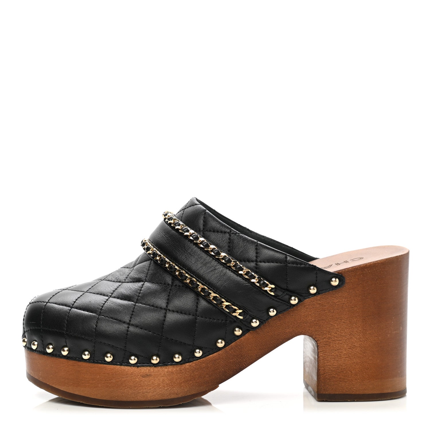 Chanel Lambskin Quilted Chain Clog Mules 38 Black 1 of 15