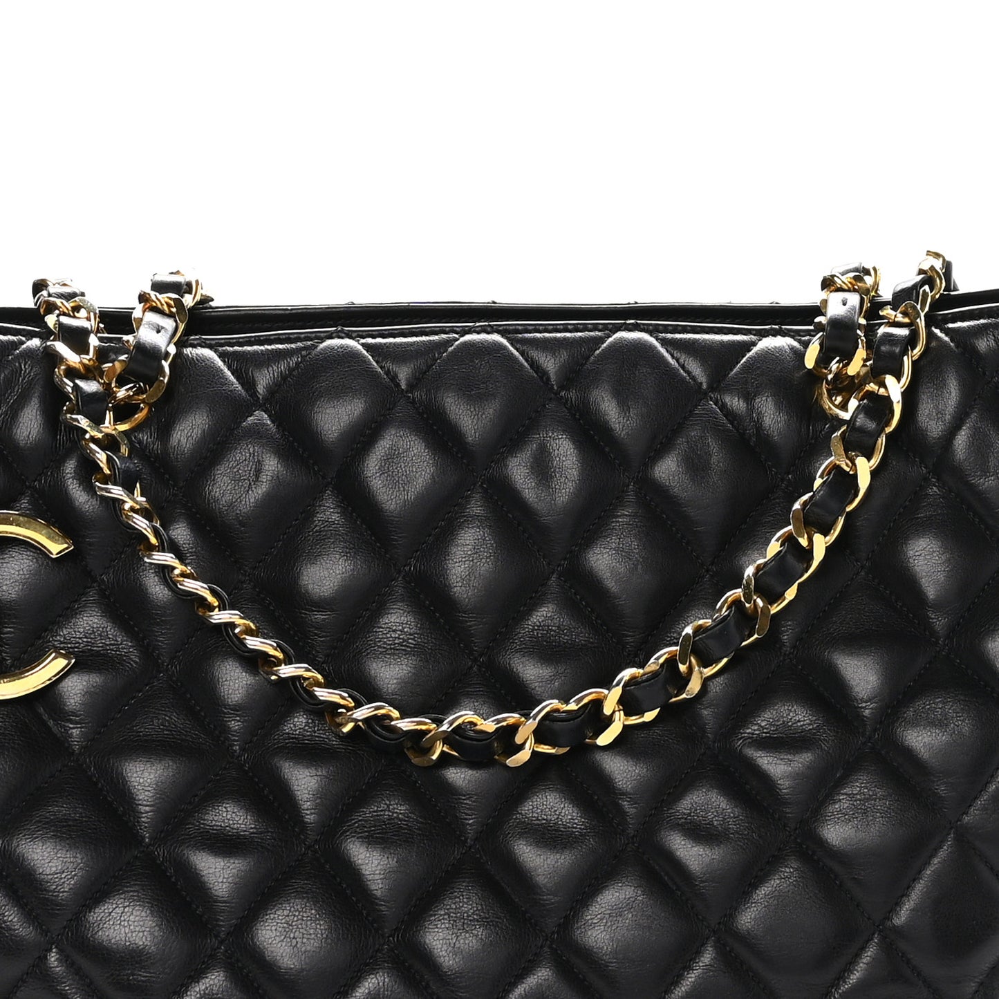 Lambskin Quilted Medium New Bubble North South Tote Black