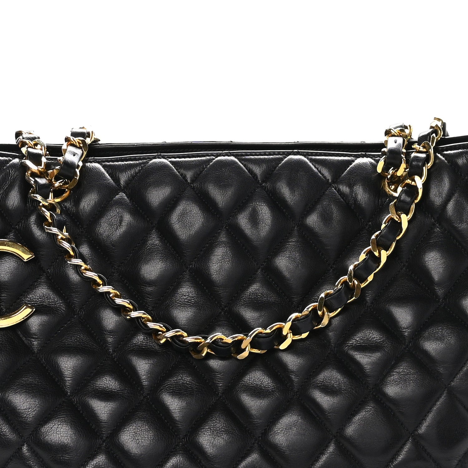 Chanel Lambskin Quilted Medium New Bubble North South Tote Black 9 of 11