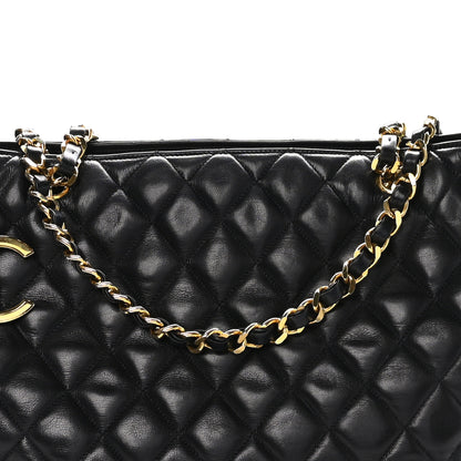 Chanel Lambskin Quilted Medium New Bubble North South Tote Black 9 of 11