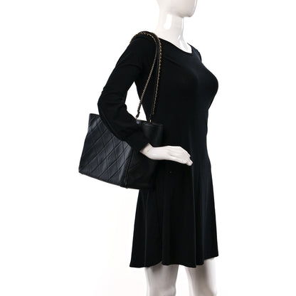 Chanel Calfskin Quilted Chain Shopping Tote Black 3 of 11
