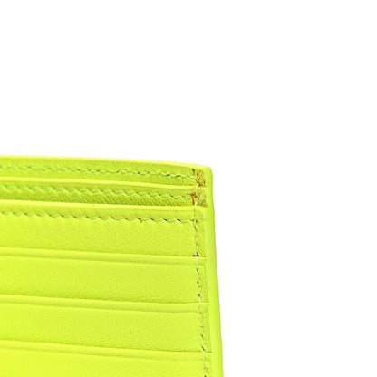 Balenciaga Grained Calfskin Logo Cash Square Bi-Fold Wallet Fluo Yellow Black 8 of 8