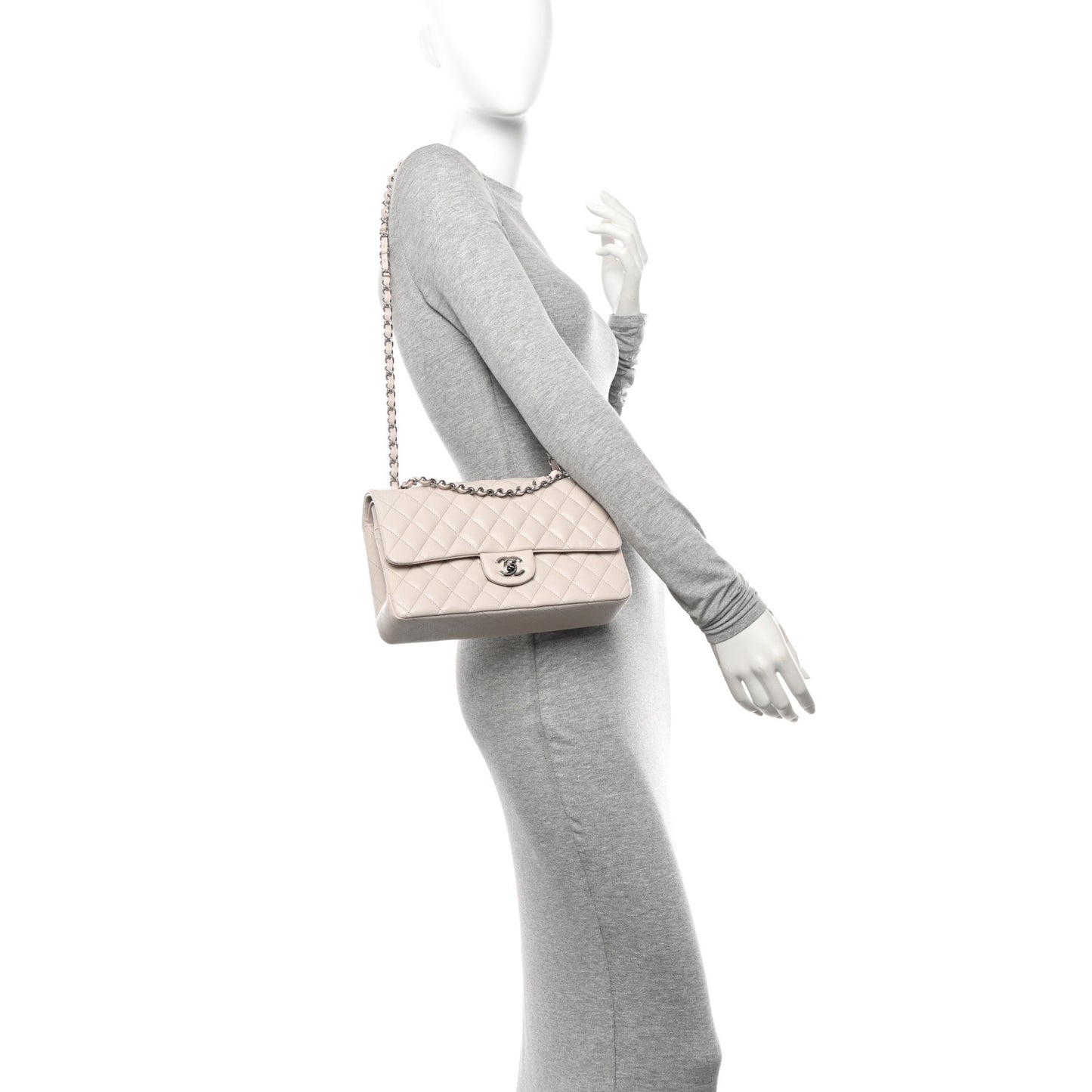 Caviar Quilted Medium Double Flap Ivory