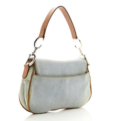 Christian Dior Denim Calfskin Double Saddle Bag Light Blue 3 of 10