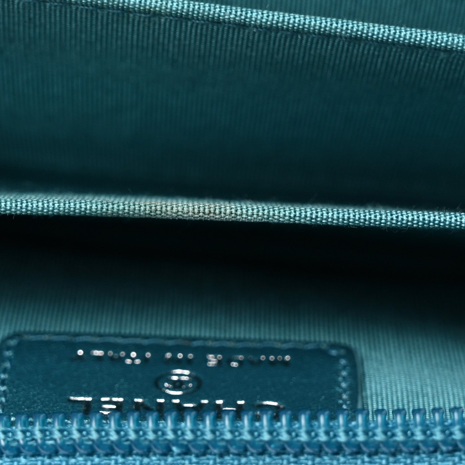Chanel Metallic Caviar Quilted Boy Zip Around Coin Purse Wallet Turquoise 8 of 8
