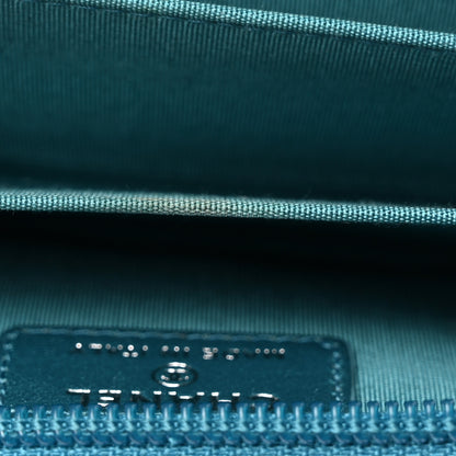Chanel Metallic Caviar Quilted Boy Zip Around Coin Purse Wallet Turquoise 8 of 8