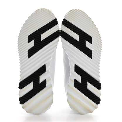 Hermes Sport Goatskin Suede Goatskin Womens Bouncing Sneakers 39 White Black 5 of 9