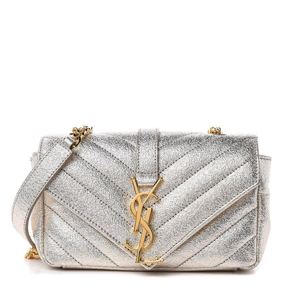 Saint Laurent Metallic Nappa Matelasse Chevron Classic Monogram Baby Chain Bag Gold 1 of 12