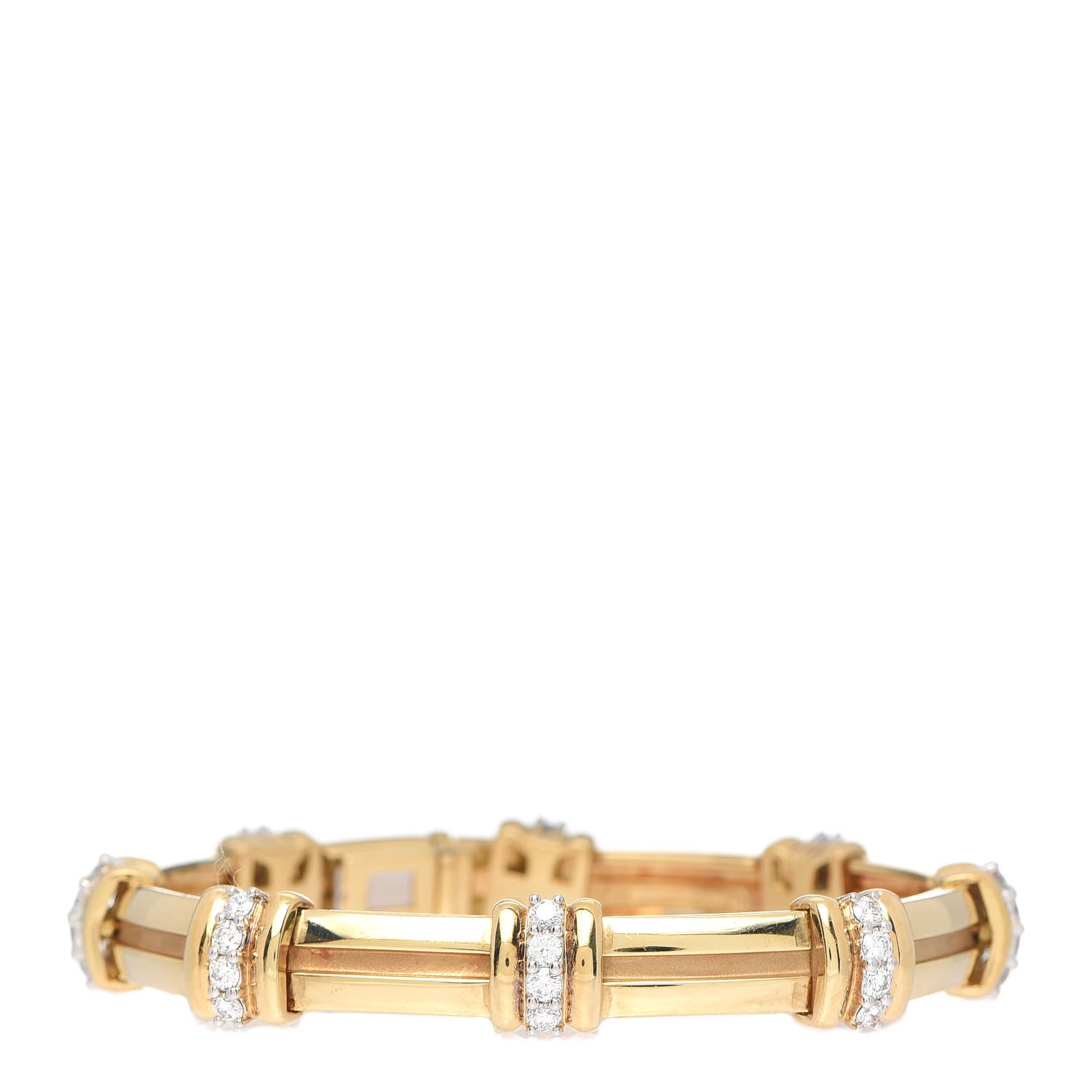 Tiffany 18K Yellow Gold Platinum Diamond Atlas Bracelet 1 of 4