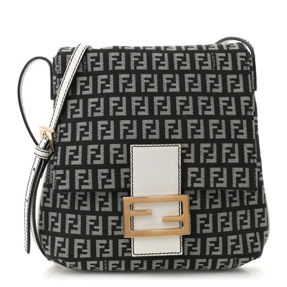 Fendi Zucchino Tube Messenger Bag Black White 1 of 10