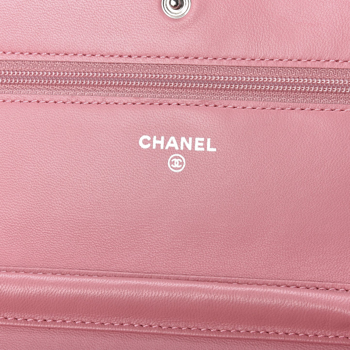 Lambskin Quilted Wallet On Chain WOC Pink