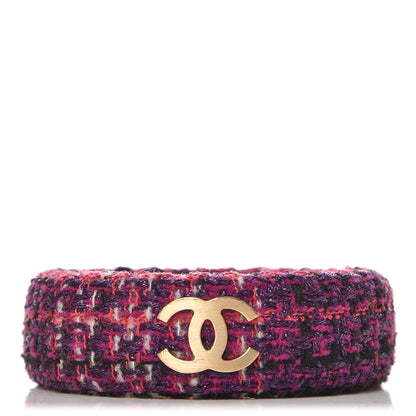 Chanel Tweed CC Wide Bangle Pink Purple Black 1 of 3