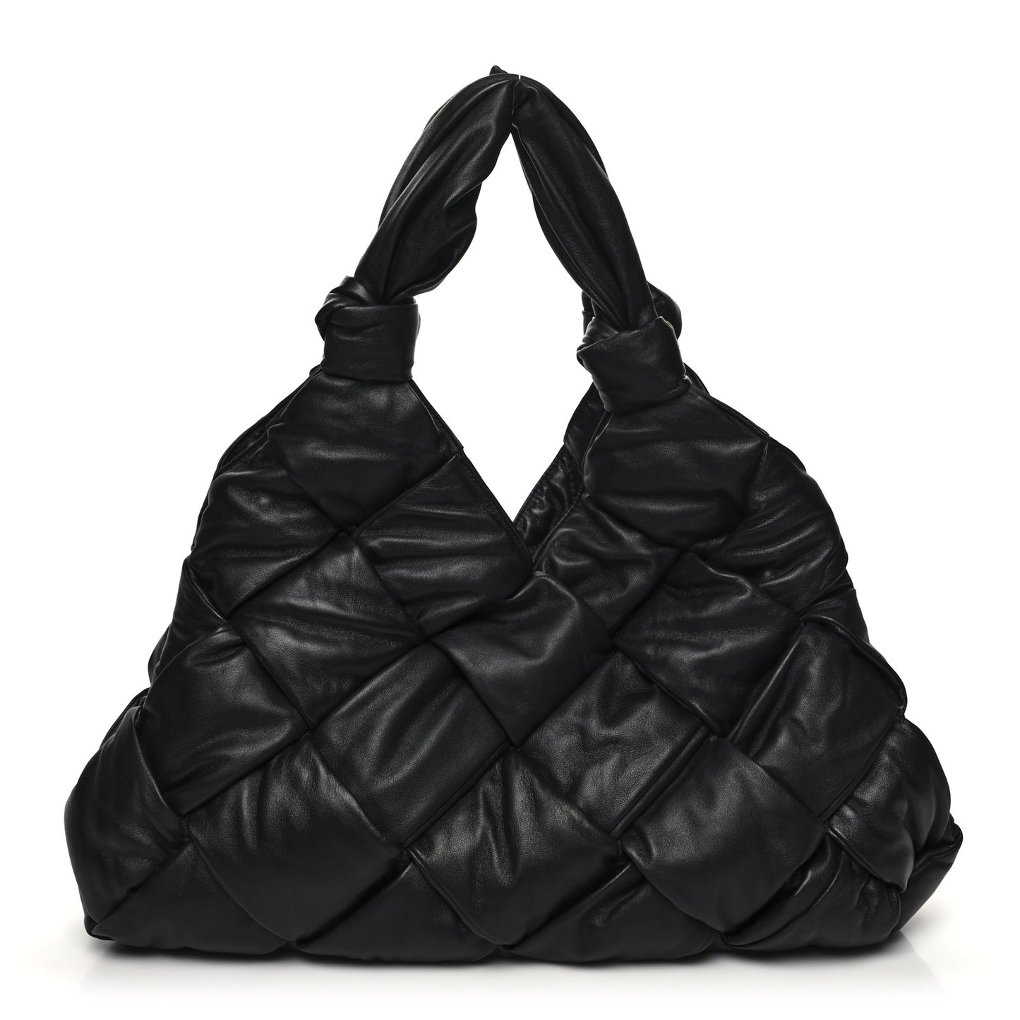 Nappa Intrecciato Maxi Padded Lock Large Shoulder Bag Black