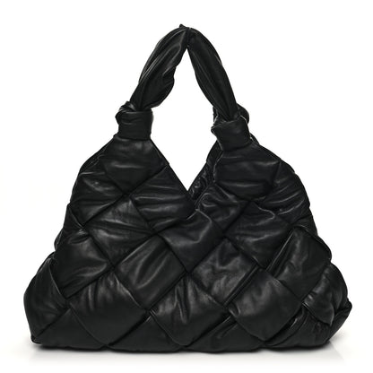 Bottega Veneta Nappa Intrecciato Maxi Padded Lock Large Shoulder Bag Black 1 of 9
