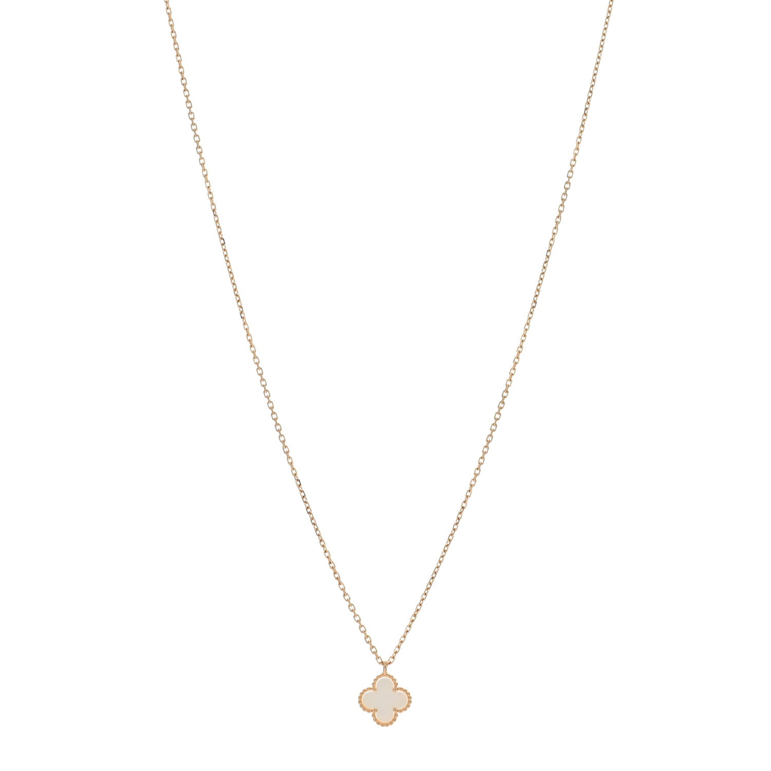 Van Cleef & Arpels 18K Yellow Gold Mother of Pearl Sweet Alhambra Pendant Necklace 1 of 5