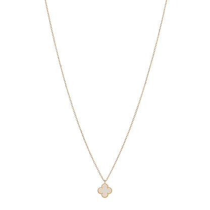Van Cleef & Arpels 18K Yellow Gold Mother of Pearl Sweet Alhambra Pendant Necklace 1 of 5